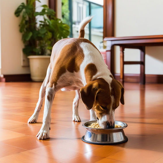 Un perro comiendo
