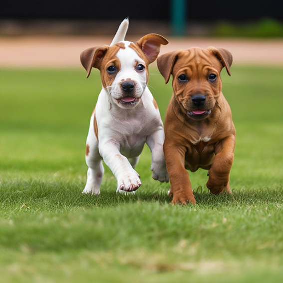 Dos perros pequeños corriendo Microbiota Gastrointestinal en animales de compañia Hill's Vet México